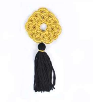 E1048  Metallic Gold Black Tassel