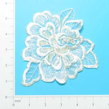 E2708 ( Left ) Ivory Venice Lace Floral Applique 6"