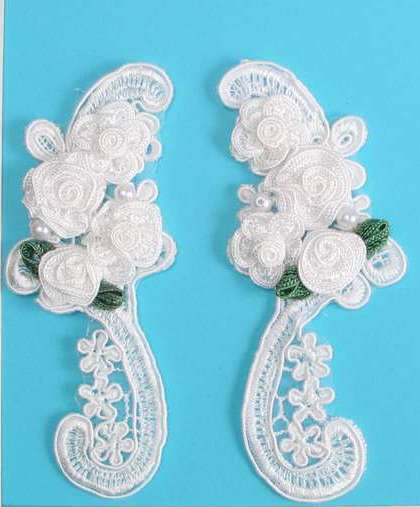 E5601 White Venice Lace Crochet Mirror Pair Appliques