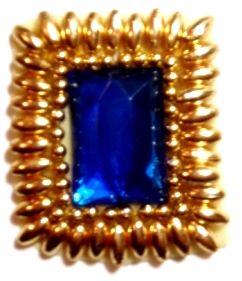 LC135 Blue Jewel Square Beaded Applique 2"