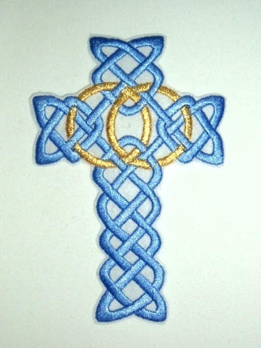 LC369 Blue Cross Embroidered Applique