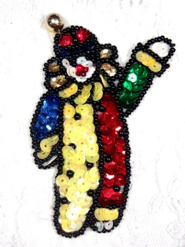 LC536  Clown Sequin Beaded Applique 3.5"