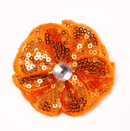 E3460  Orange Jewel Sequin Applique / Pin 2.5"