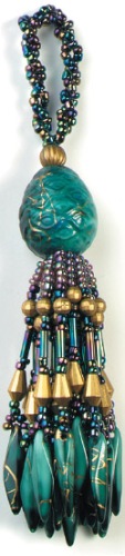 E3650 Turquoise Raindrop Beaded Tassel 3.25"