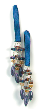 E5572 Set of 2 Blue Beaded Tassels 2"-set,2,two,blue,bead,beaded,tassel,tassle