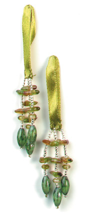 E5572 Set of 2 Green Beaded Tassels 2"
