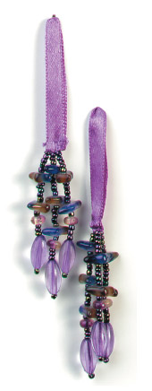 E5572 Set of 2 Purple Beaded Tassels 2"