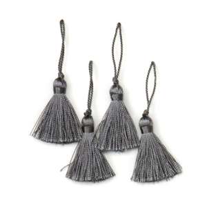 E5970  Set of ( 4 )  Pewter Gray Mini Tassels 2"