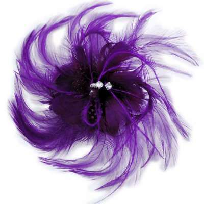 E5998 Purple Feather  Pin Clip Brooch