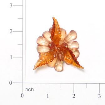 E6310 Brown Amber  Gem Flower 2.5"  Pin Beaded Applique