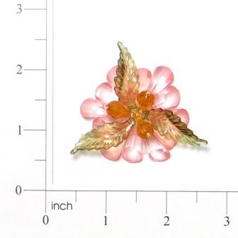 E6310 Pink Gem Flower 2.5" Pin Beaded Applique