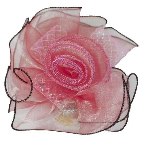 EL6224  Pink Floral Tieback Clip 7"