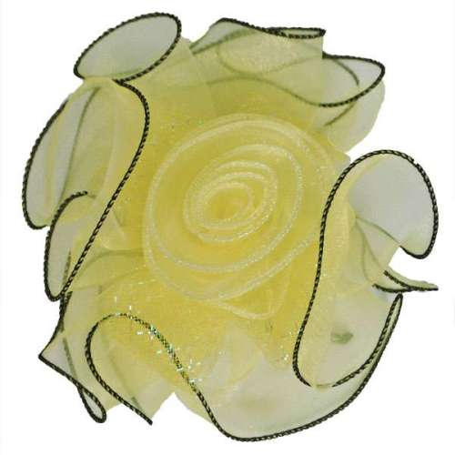 EL6224  Yellow Floral Tieback Clip 7"