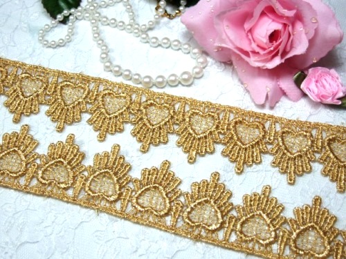 C124  Metallic Gold Venice Lace Victorian Sewing Trim 1.75"