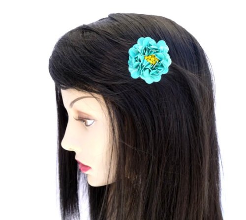 E249  Turquoise Floral Sequin Beaded Applique 2"