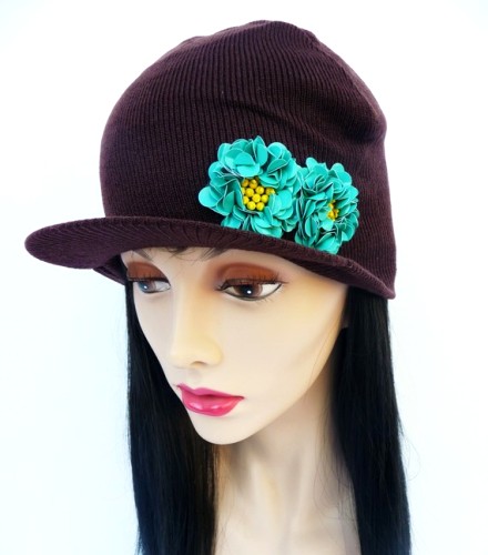 E249  Turquoise Floral Sequin Beaded Applique 2"