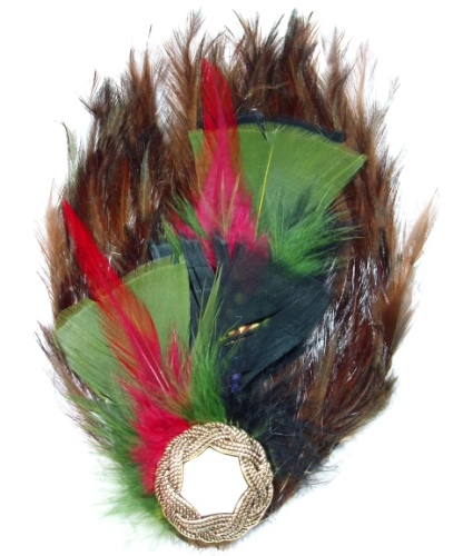 FB12  Brown Olive Feather Brooch Applique 8"