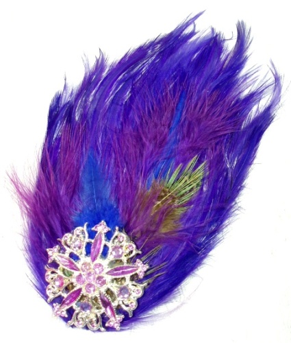 FB13  Purple Lavender Feather Brooch Applique 7"