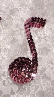K8614A Mauve Musical Note Sequin Beaded Applique