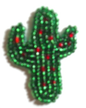 LC103 Catcus Beaded  Western Applique 1.5"-applique,beaded,cactus,south,western,