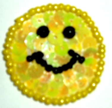 LC1276  Simley Face Sequin Beaded Applique 1.25"