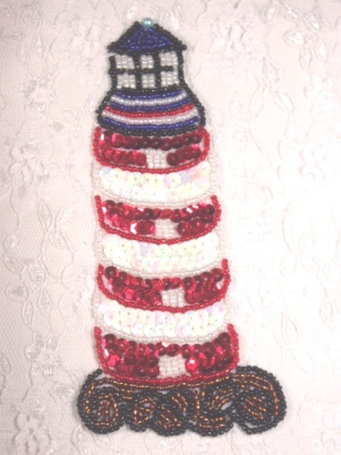 LC514  Light House Sequin Beaded Applique 6"