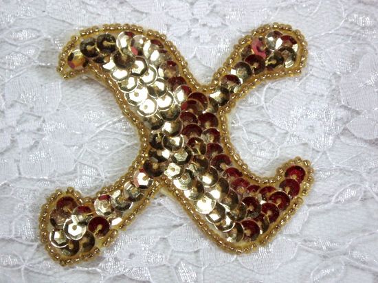0274A  Letter ( X ) Sequin Beaded Applique 2.25"