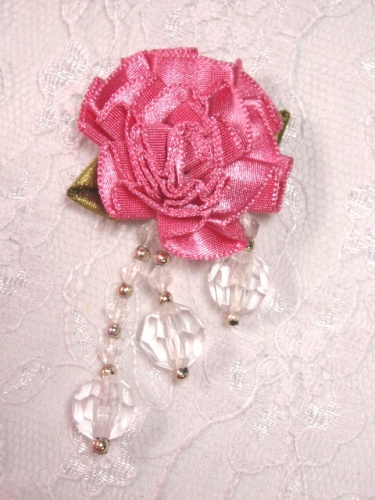 VD20  Black Floral Dangle Beaded Applique 2.5"