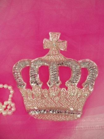 0007  Silver Crown Sequin Beaded Applique-sequin,beaded,applique,crown,silver