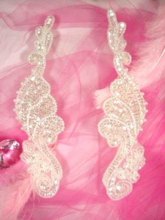 0016  Crystal Mirror Pair  Sequin Beaded Appliques 8"-applique,sequin,beaded,pair,mirror,crystal