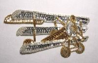 Airplane  6.75" Sequin Beaded Applique K8873-airplane,sequin,beaded,