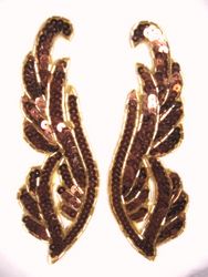 0033 Bronze Mirror Pair Sequin Beaded Appliques 6.25"
