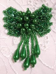 HB6300  Green Bow Sequin Beaded Hair Bow 2.5"-hair,bow,green,sequin,beaded,bow,applique,patch,motif,