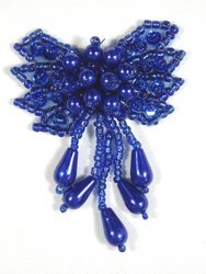 HB6300  Royal Blue Bow Sequin Beaded Hair Bow 2.5"-hair,bow,royal,blue,sequin,beaded,bow,applique,patch,motif,