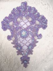 0042  Lavender AB Victorian Elegance Sequin Beaded Applique 10"-lavender,sequin,beaded,applique,trimmings,motif,patch,sequin,bead,victorian,bodice  