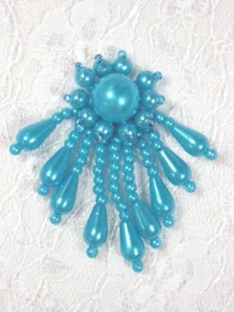 0043  Turquoise Dangle Beaded Applique 2"