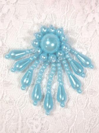 0043  Lt. Blue Dangle Beaded Applique 2"