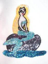 0050A  Mermaid Beaded Sequin Applique 7"