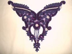0055 Purple Pearl Bodice Beaded Sequin Applique 11"