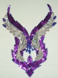 Purple & Silver Bodice 11"  Sequin Beaded Applique 0061