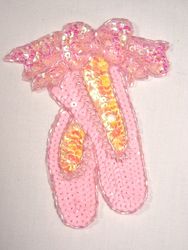 0118  Ballerina Slippers Beaded Sequin Applique 5"