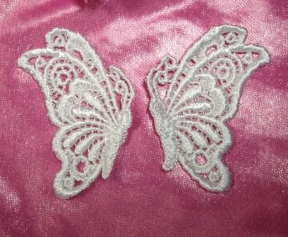 0125  White Venice Lace Butterfly Pair Appliques