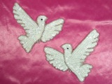 White Dove Mirror Pair Sequin Beaded Appliques 0165-sequin,beaded,applique,trimmings,embellishment,dove,white,pair