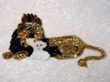 Lion & Lamb Sequin Beaded Applique 0169-sequin,beaded,applique,trimmings,embellishment,lion,lamb,animal