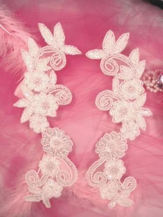 0183  White AB Mirror Pair Sequin Beaded Appliques