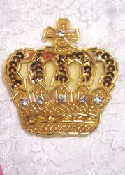0222  Gold Rhinestone Crown Beaded Sequin Applique 2.5"-crown,sequin,beaded,applique,embellishment,motif,rhinestone