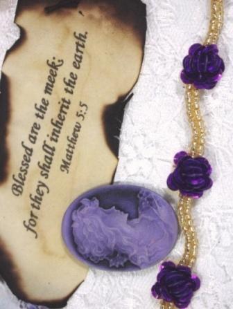 0240  Purple Gold Flower Sequin Beaded Trim