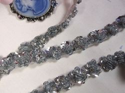 0248  Silver Sequin Floral Trim 1/2"