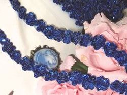 0248  Royal Blue Sequin Floral Trim 1/2"