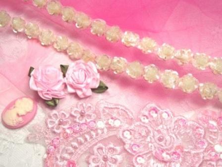 0248  Ivory Crystal AB Sequin Floral Trim 1/2"-ivory,trim,floral,crystal,trimmings,embellishment,sequin,beaded,beads,applique,trim, 